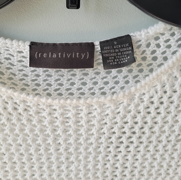 Vintage Ivory Loose Open Knit Mesh Netted See Through Sweater Top Sz Small - Picture 12 of 14